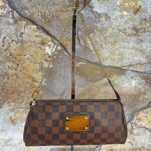 Louis Vuitton Eva Shoulder Bag Clutch Damier Ebene Brown